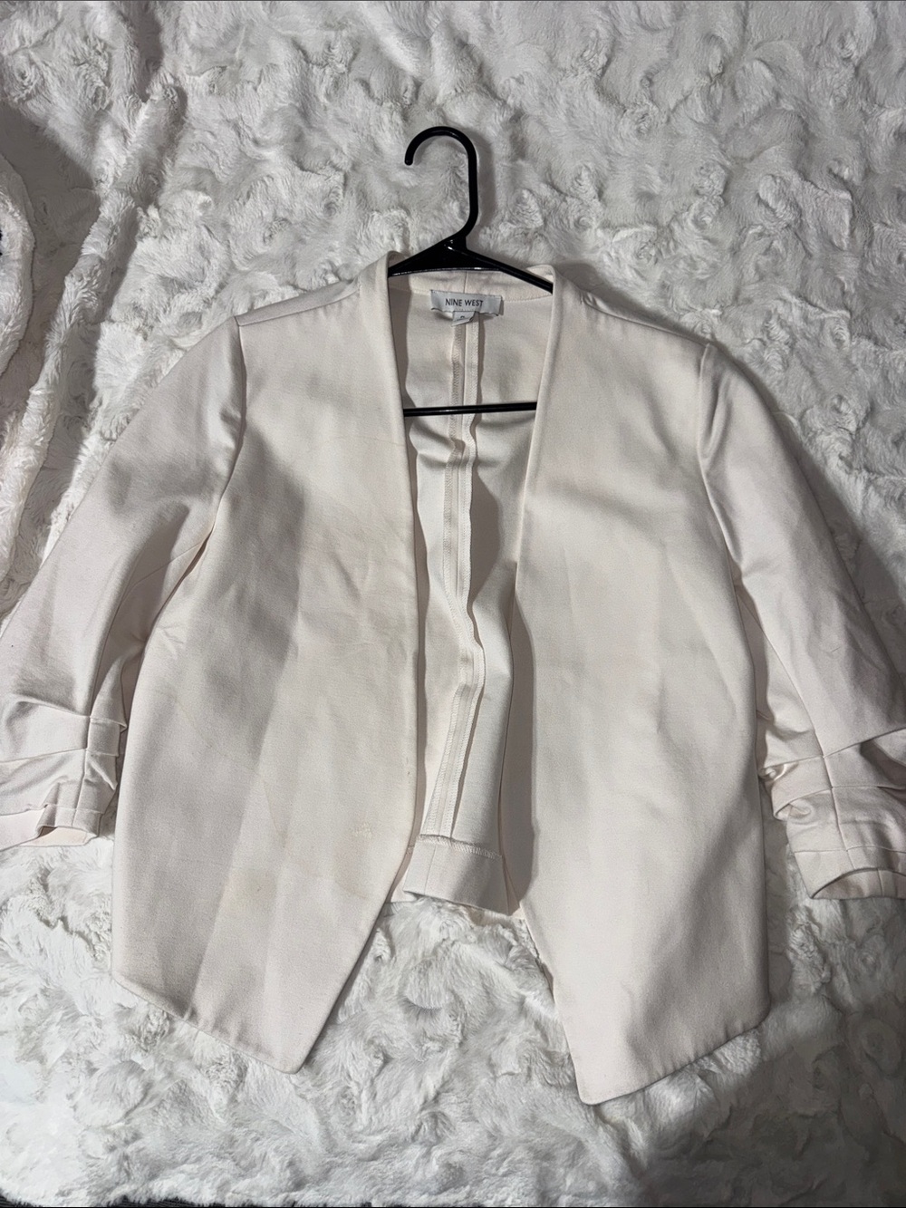 Nine West Cream Open-Front Cropped Jacket